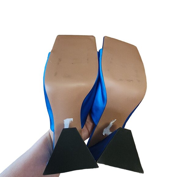 ASOS Designs Open Toe Bright Blue Retro Chunky Heel Sandal Womens size 11 - Picture 8 of 10